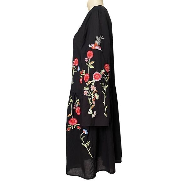 Alexia Admor Elephant Floral Embroidered Keyhole Babydoll Cotton Dress NWT - Picture 5 of 16